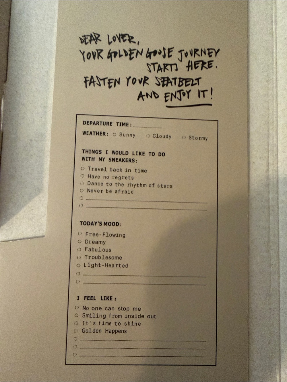 Golden Goose Beige Box Interior with Handwritten Note - Picture 5 of 7